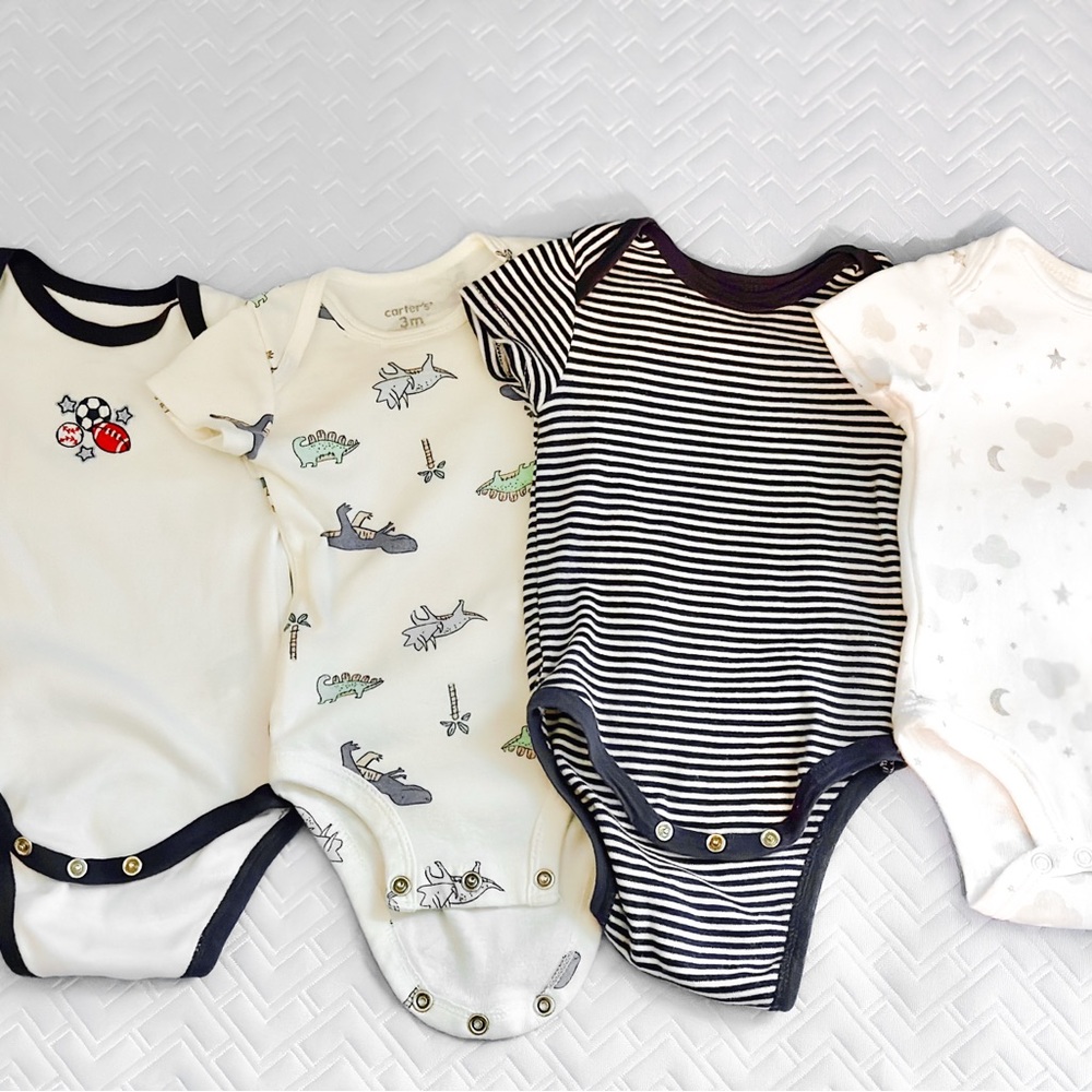 Baby One Piece Set - Cream, White, and Black